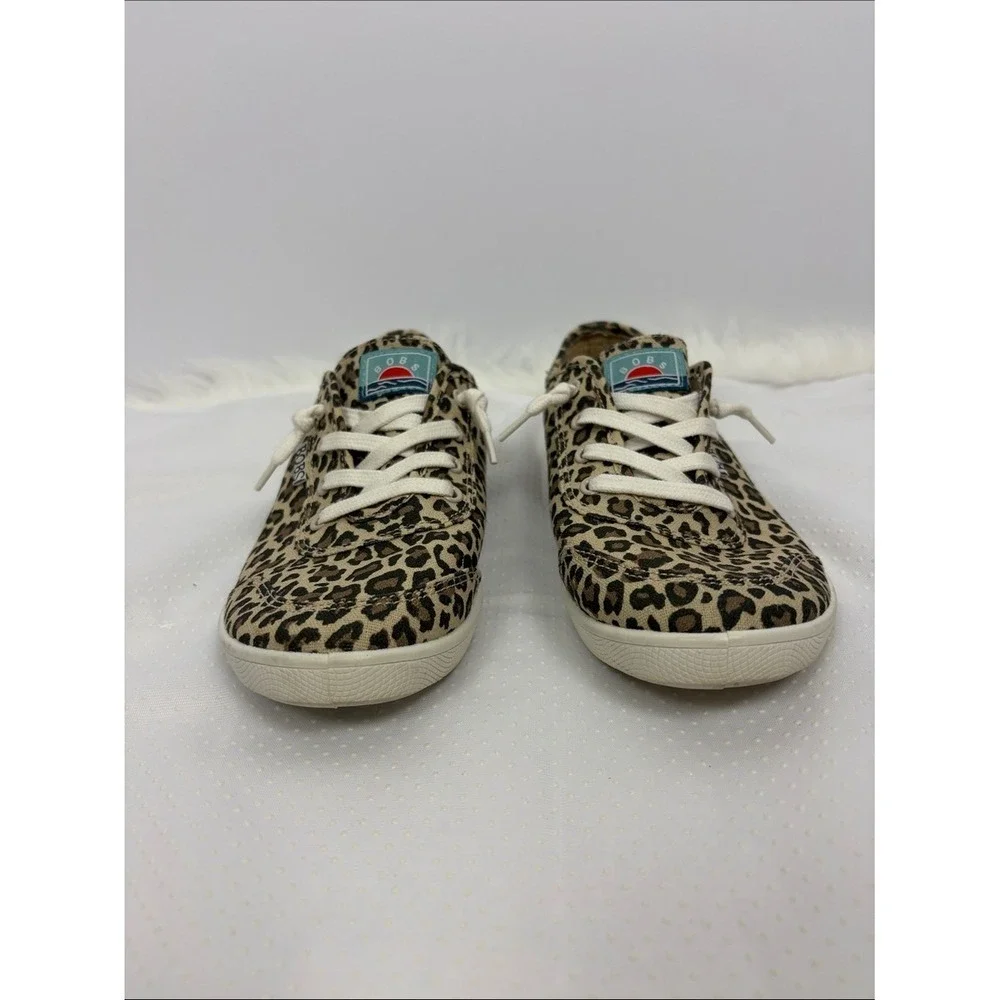 Skechers BOBS Leopard Print Memory Foam Lace Up Sneakers Women's 7.5